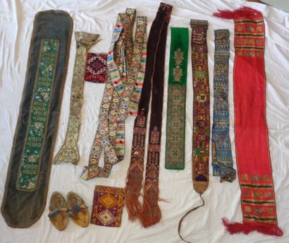 null Reunion of eleven bands, stoles, belts, braids, purses and shoes, France, Turkey,...
