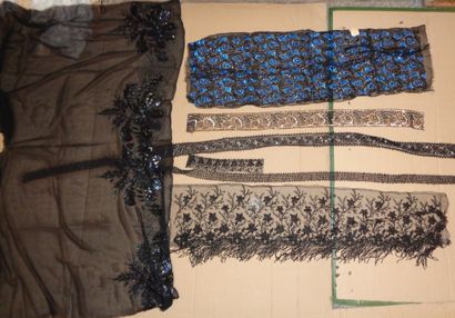 null Collection of embroidery samples, circa 1930, for Charleston dresses, tulle...