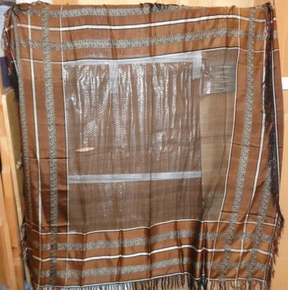 null Grenadine shawl, Provence, 19th century, black silk gauze edged with café au...