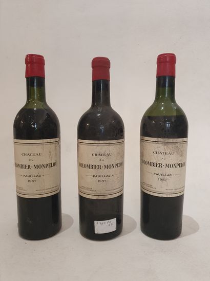 BORDEAUX Three (3) bottles - Château du Colombier-Monpelou, 1957, Cru Bourgeois de...