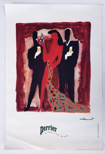 EAUX After Bernard VILLEMOT (1911-1989)
"Perrier - water, air, life".
Off-set poster,...