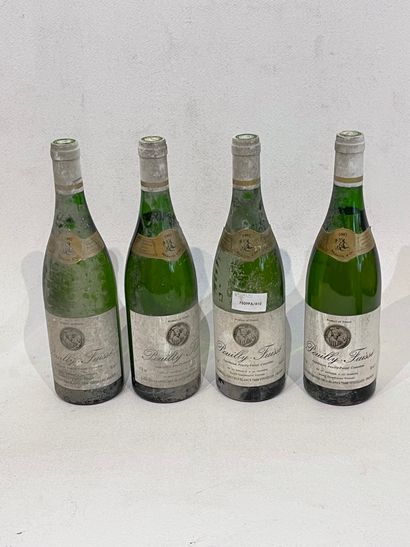 BOURGOGNE Four (4) bottles - Pouilly Fuissé, 1992, Cave des grands crus blanc (dirty...