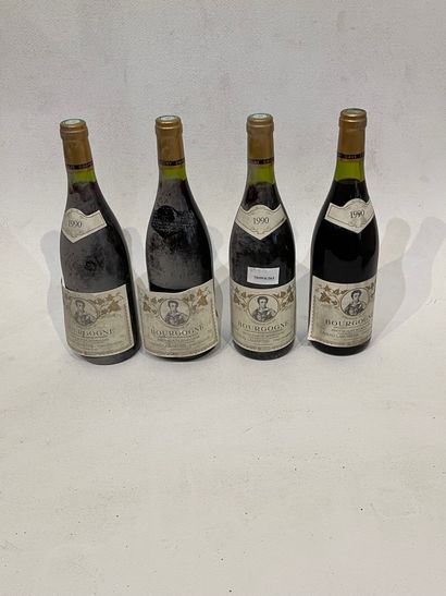 BOURGOGNE Four (4) bottles - Bourgogne, Pinot noir, 1990, Caveau Lamartine (dirty,...