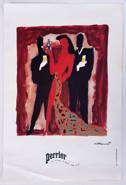 EAUX After Bernard VILLEMOT (1911-1989)
"Perrier - water, air, life".
Off-set poster,...