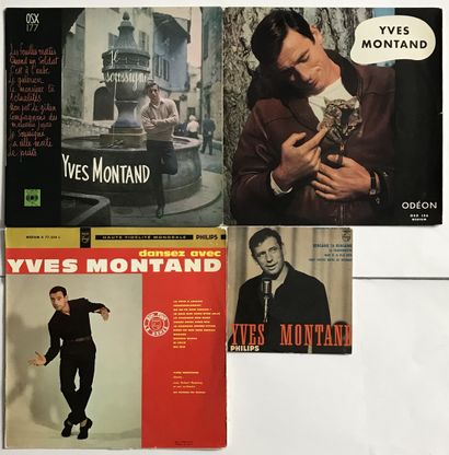 Chanson française Quatre disques 33T/Ep – Yves Montand 
dont un album signé 
VG+...