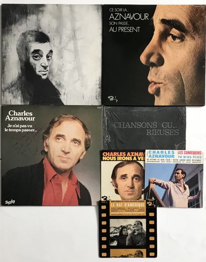 Chanson française Sept disques 25 cm/33T/Ep/45T – Charles Aznavour 
dont un album...