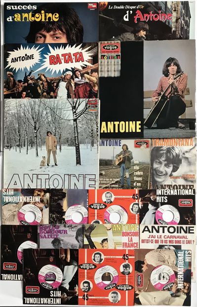 Chanson française Dix-huit disques 33T/Ep/45T – Antoine 
VG+ à EX; VG+ à EX