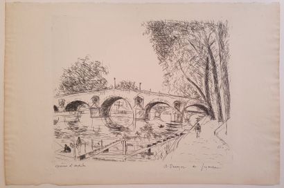 null André DUNOYER DE SEGONZAC (1884 - 1974)
"Le pont Marie"
Eau-forte, signée en...