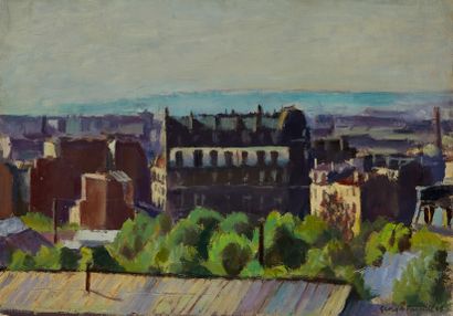 null Georges PACOUIL (1903-1996) 
Vue des toits de Paris
Huile sur toile, signée...