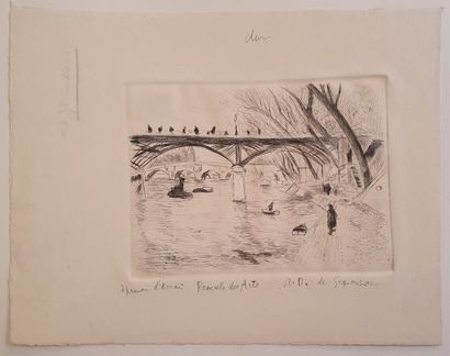 null André DUNOYER DE SEGONZAC (1884 - 1974)
"Passerelle des Arts - quai du Louvre"
Eau-forte...