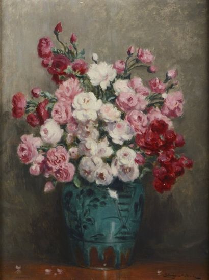 Paul BELLANGER-ADHEMAR (1868-1948) "Bouquet de roses" 

Huile sur toile, signée en...