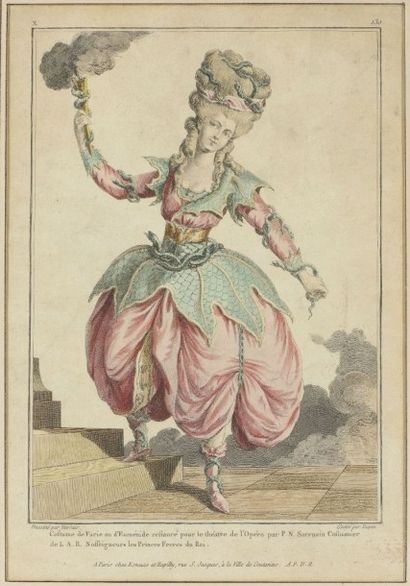 null Dans le goût du XVIIIe siècle, suite de cinq gravures 

"Dame habillée en grand...