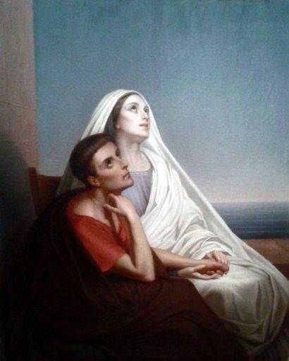 Ecole de SCHEFFER Ary (1795 – 1858) "Saint Augustin et Sainte Monique (Confessions,...