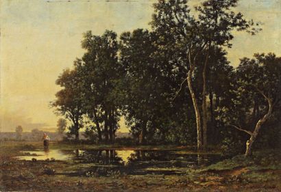 RICHET Léon (1847-1907) "Boisière en forêt"

Huile sur toile, signée en bas à droite

63...