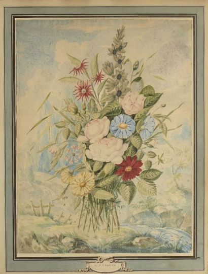 Ecole de OS Pieter Gérardus van (La Haye 1776 – 1839) "Gerbe de fleurs"

Aquarelle....