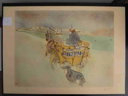Henri de TOULOUSE LAUTREC (1864-1901) "La charrette" Lithographie en couleur sur...