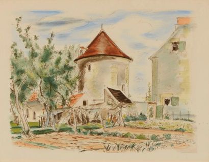André DIGNIMONT (1891- 1965) "La vieille tour" Lithographie en couleur sur papier....