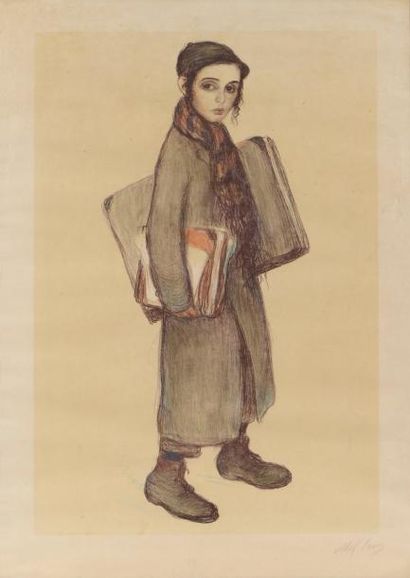 Abel LAMY "Jeune garçon juif " Lithographie en couleur sur papier. Signée en bas...