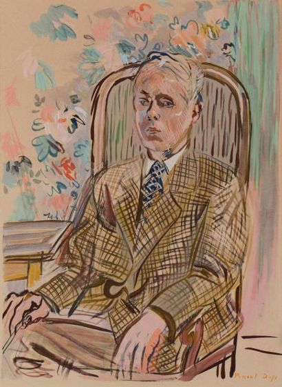 Raoul DUFY (1877-1953) "Autoportrait" Pochoir, d'après la gouache originale. Signé...