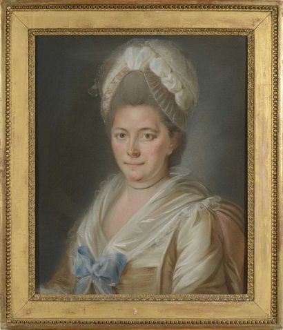 null Ecole Française du XVIIIe s. "Portrait de femme" et "Portrait d'homme" Deux...