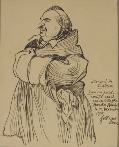 null BAC (Ferdinand-Sigismond Bach, dit) (1859-1952) "Honoré de Balzac" Encre, signé...