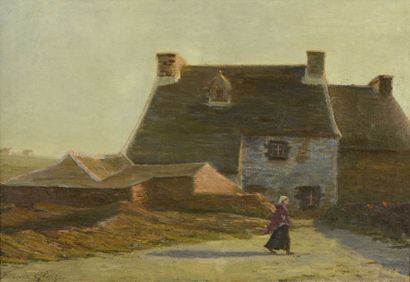 null François Félicien GLAIZE (1882-?) "Paysage breton" Huile toile, signée en bas...