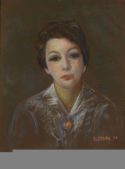null Antoine SERRA (1908-1995) "Portrait de Femme", pastel, signé en bas à droite...