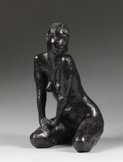 null Marie-Josèphe BOURRON (1931-2012), "Ludie", sculpture en bronze, patine noire....