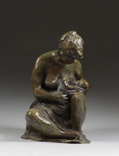 null Marie-Josèphe BOURRON (1931-2012), "Maternité", sculpture en bronze, patine...