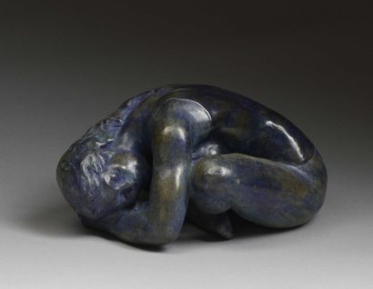 null Annick AUBLET (1943),"Délice", sculpture en bronze, patine bleue. Longueur :...