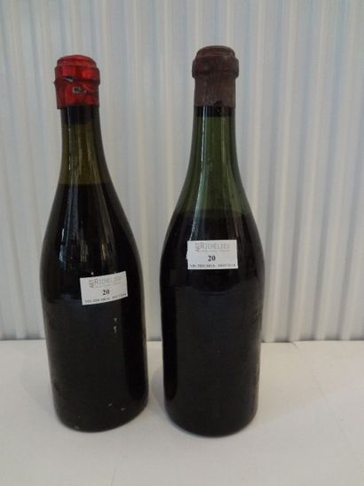 null 2 bouteilles de Bourgogne rouge, verre ancien soufflé, époque : début XX éme,...