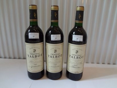 null 3 bouteilles de Château Talbot, 1987, niveau bas goulot 4ème GCC, St Julien