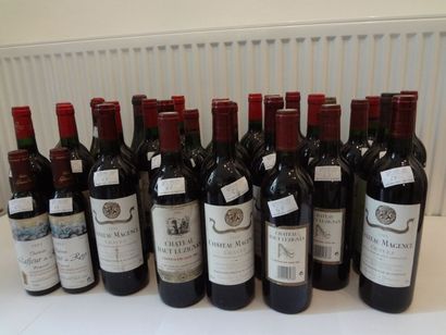 null Lot de 31 bouteilles et 2 demis divers Bordeaux