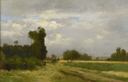 DAMOYE Pierre Emmanuel Eugène (1847-1916) « Les travaux des champs »

Huile sur panneau,...