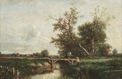 FLERS Camille (1802-1868) « Le petit pont de bois »

Huile sur toile, signée en bas...