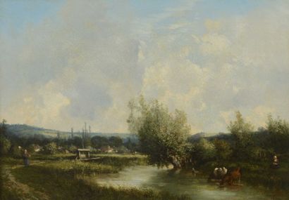 FLERS Camille (1802-1868) "Les saules près de la vanne"

Huile sur toile rentoilée,...