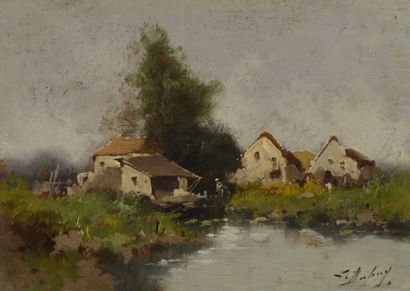 GALIEN LALOUE Eugène (1854-1941) - DUPUY (un de ses pseudonymes) « Au bord de l'étang »...