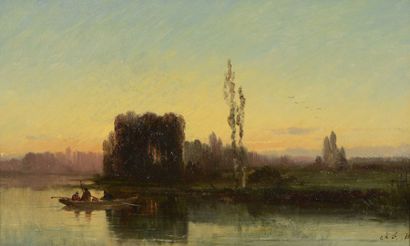 KUWASSEG Charles Euphrasie fils (1838-1904) « Pêcheurs à la barque »

Huile sur toile,...