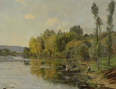 PETITJEAN Edmond (1844-1925) « Promenade en barque à Saintonge »

Huile sur toile...