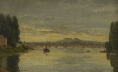 LEPINE Stanislas (1835-1892) « Vue de la Seine – Pont de Neuilly, le Mont Valérien...