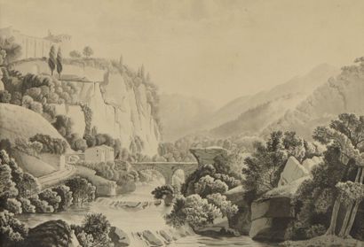 MICHALLON Achille-Etna (1796-1822) « Paysage d'Italie »

Lavis d'encre et aquarelle,...