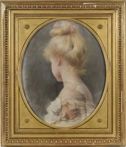 null Ecole de la fin du XIXe siècle 

"Jeune femme blonde au chignon" 

Pastel sur...