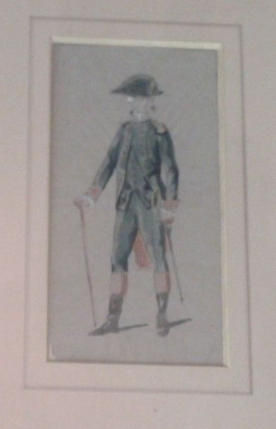 null Ecole du XIXe siècle, H BELLANGE "Portrait d'Officier", aquarelle. A vue 16...