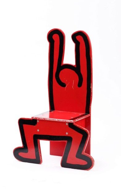 null KEITH HARING (1958-1990)

chaise au personnage

bois laqué rouge

éditeur VILAC

usures

H...