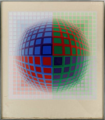 null Victor VASARELY (1906-1997) "Composition" Lithographie en couleur, signée en...