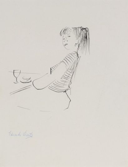 null Eduardo VICENTE (1909-1968) 

"Jeune fille au bar" 

Encre, signée en bas à...