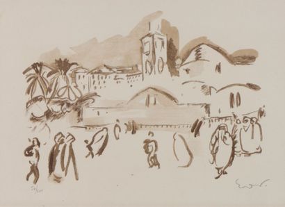 null Emile Othon FRIESZ (1879-1949) 

"Place à Alger"

 Lithographie, signée en bas...