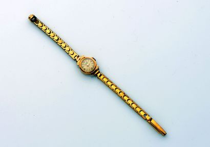 null BRACELET MONTRE ronde de dame en or jaune (750 millièmes) Bracelet en métal....
