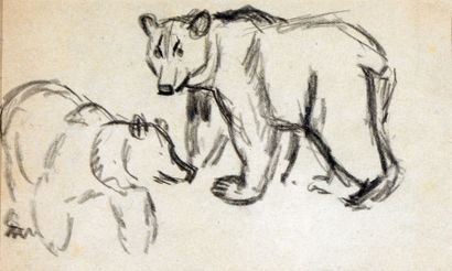 null Georges Lucien GUYOT (1885-1973) 

"Etude d'ours brun" 

Fusain, 

11,7 x 19,5...