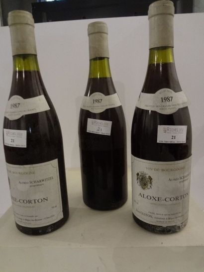 null 3 bouteilles, Alox Corton, 1987, Dom. Guiton (étiquettes manquantes et déco...